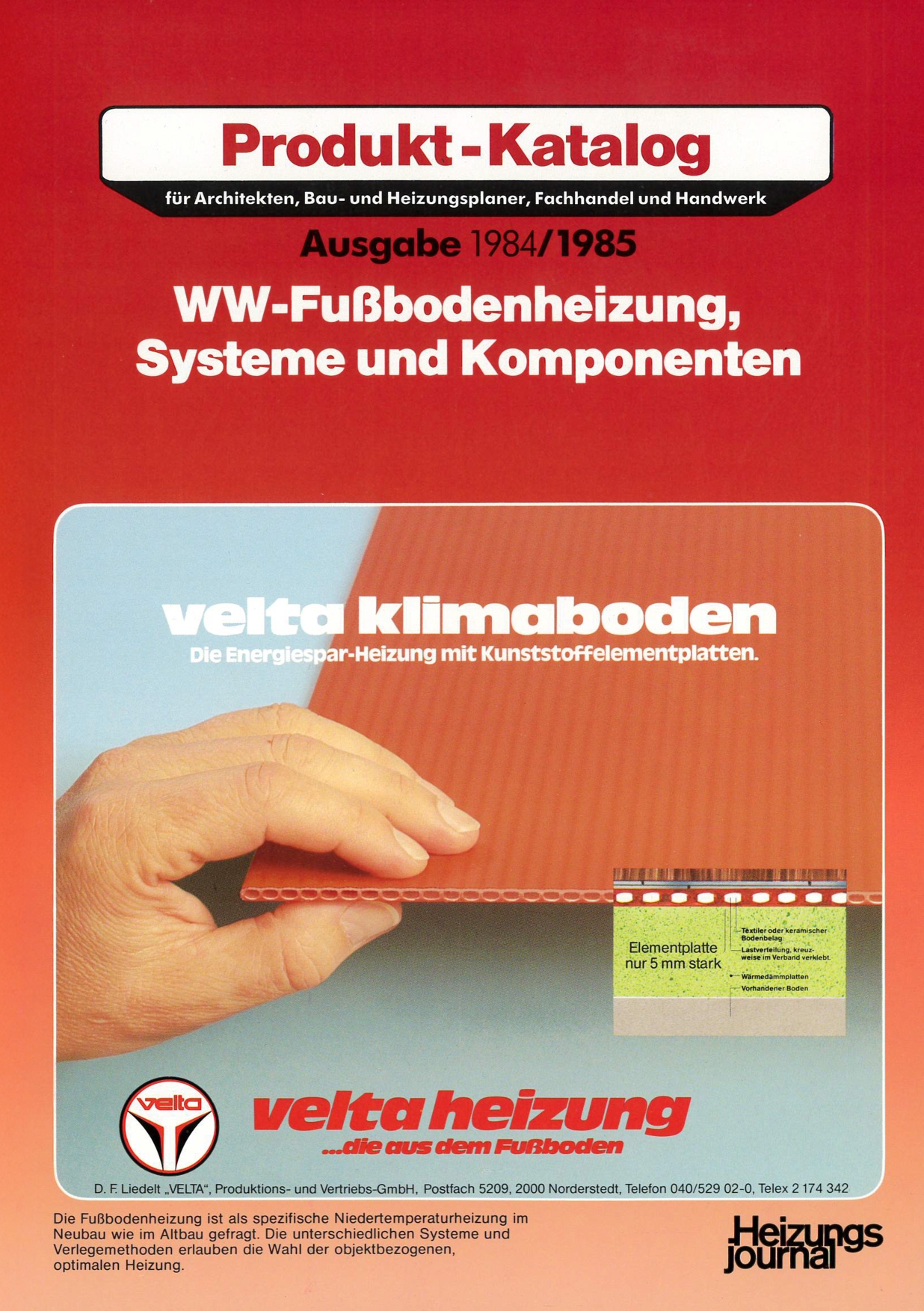 Bild Cover Produktkatalog WW-Fussbodenheizung 1984